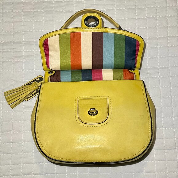 COACH 70th Anniversary Legacy Stripe Yellow Leather & Silver Willis19132 - Picture 7 of 16